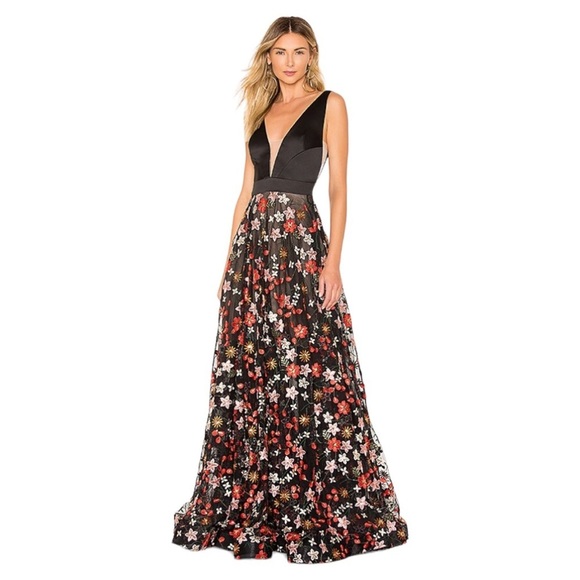 Bronx and Banco Dresses & Skirts - Bronx and Banco Moulin Rouge Black Gown Floral Embroidered